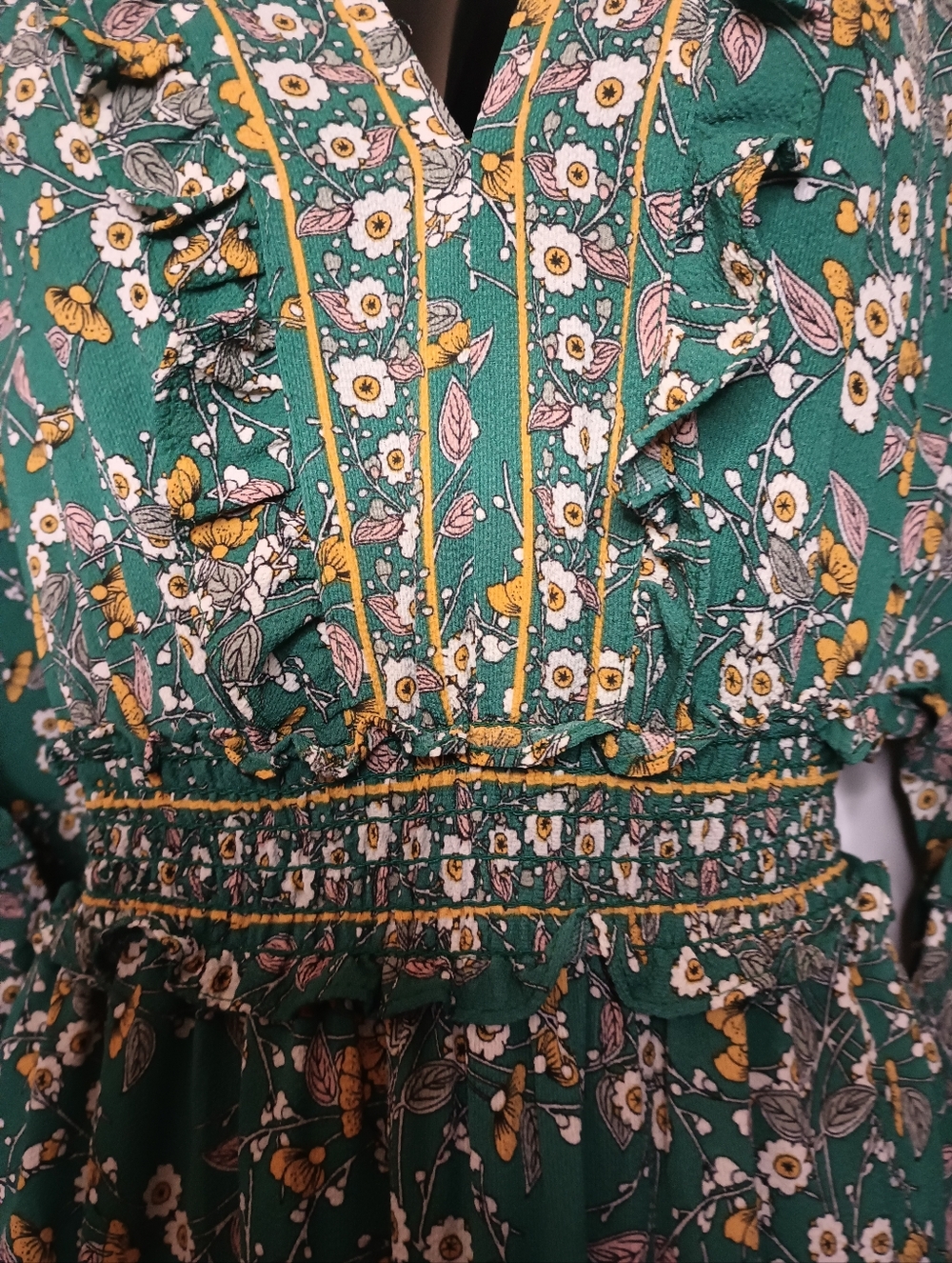 Max Studio Boho Whimsical Forest Fairy Dress Small Green Bloomcore Peasant NWT - Picture 4 of 14